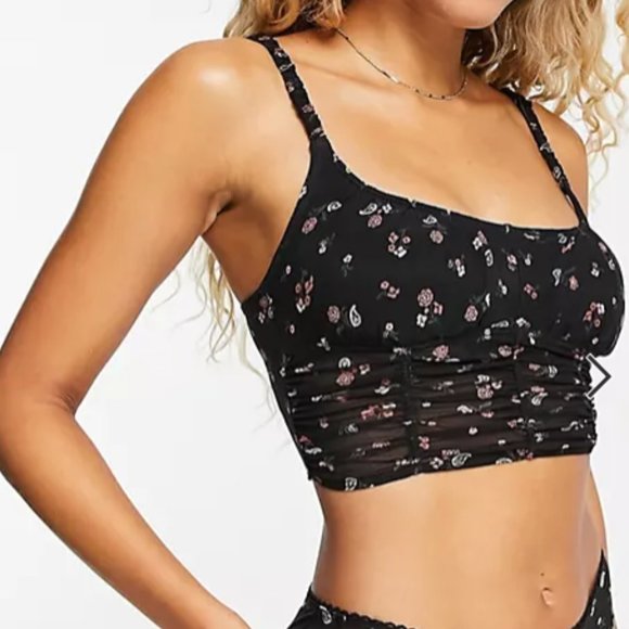 Gilly Hicks Mesh Bralette Orange Floral Detail - Picture 2 of 7